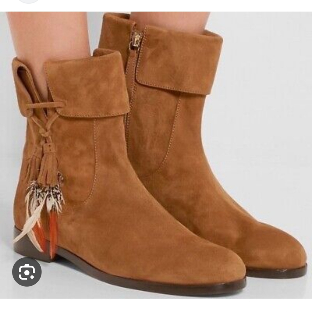 Aquazurra Ankle Boots With Feather Tassels